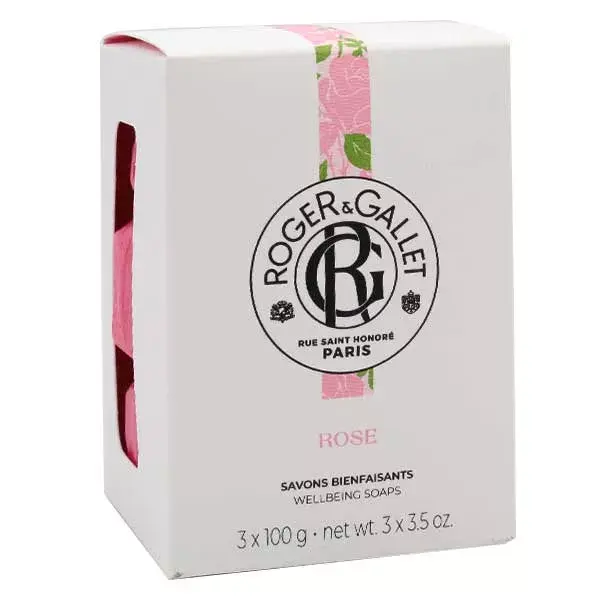 Conjunto de presente Roger & Gallet Rose com 3 sabonetes calmantes de 100g