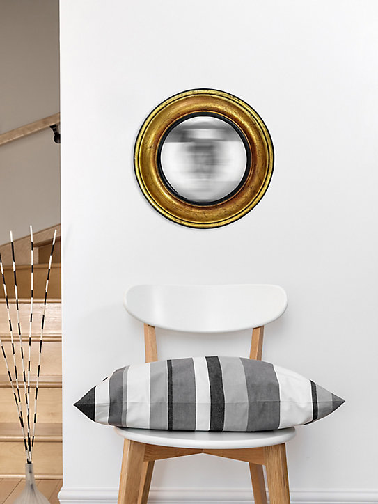 Miroir vintage rond Convexe doré Ø26cm Emde