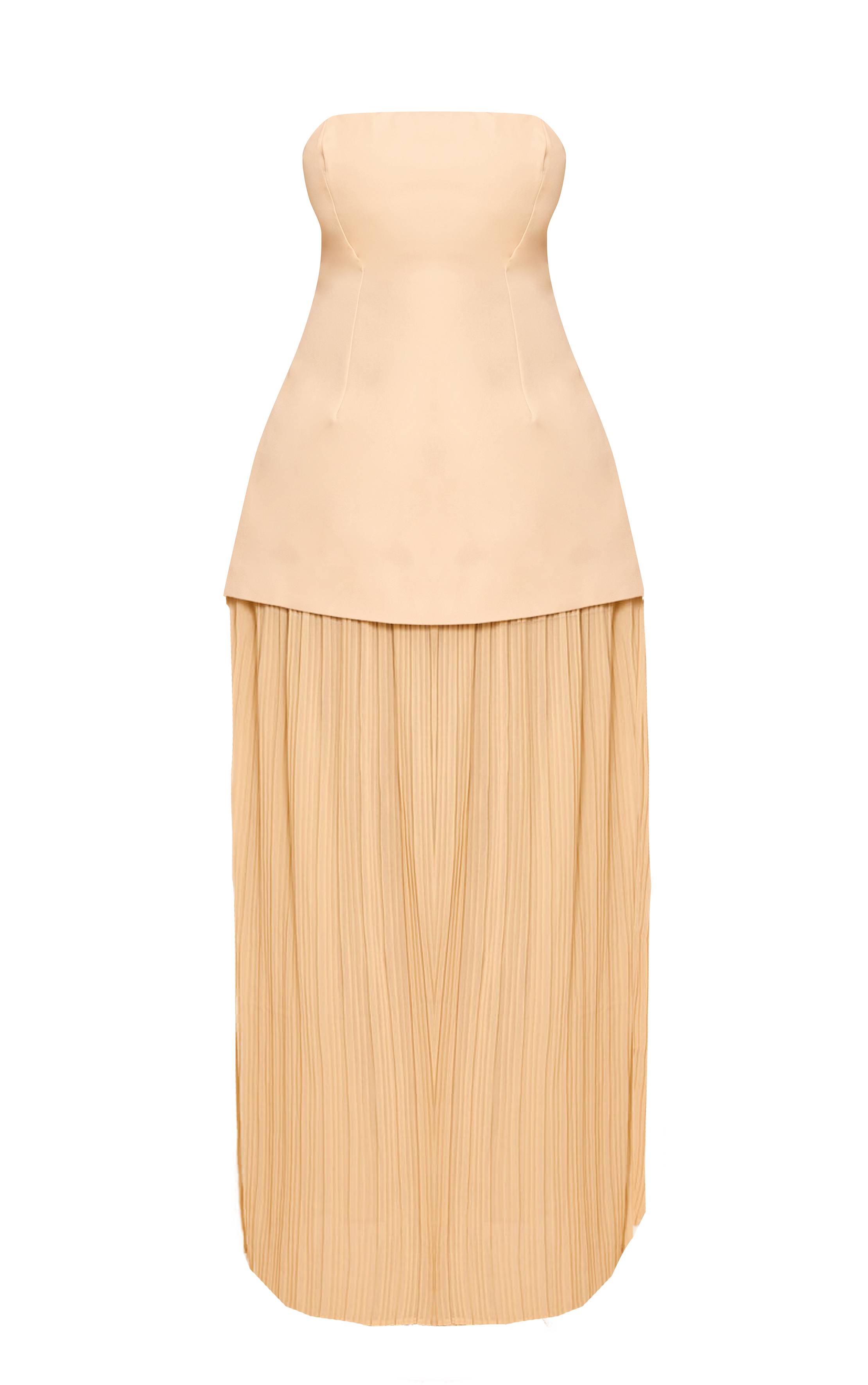 Citron Robe Maxi Bandeau Grande Taille À Panneaux De Jupe Plissée En Mousseline