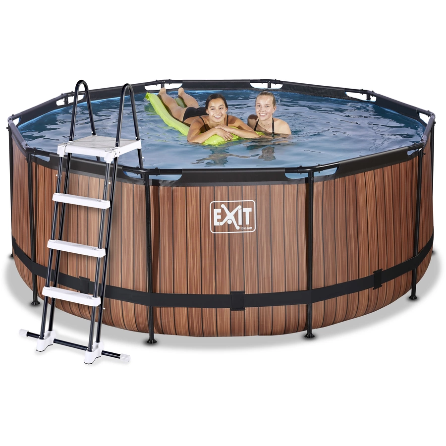 EXIT Wood Pool ø360x122cm mit Sandfilterpumpe, braun