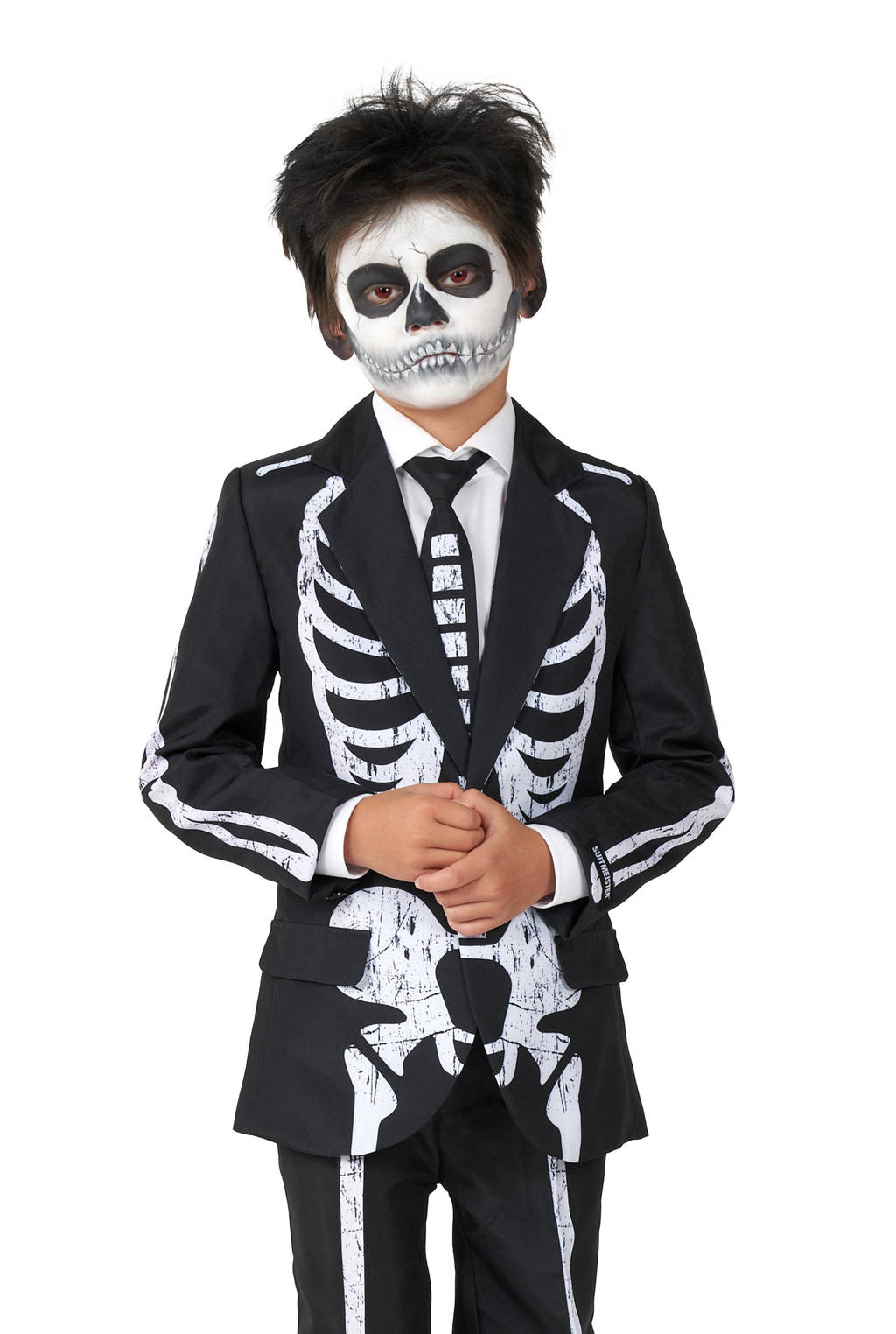 Suitmeister kostuum halloween Skeleton Grunge zwart/wit