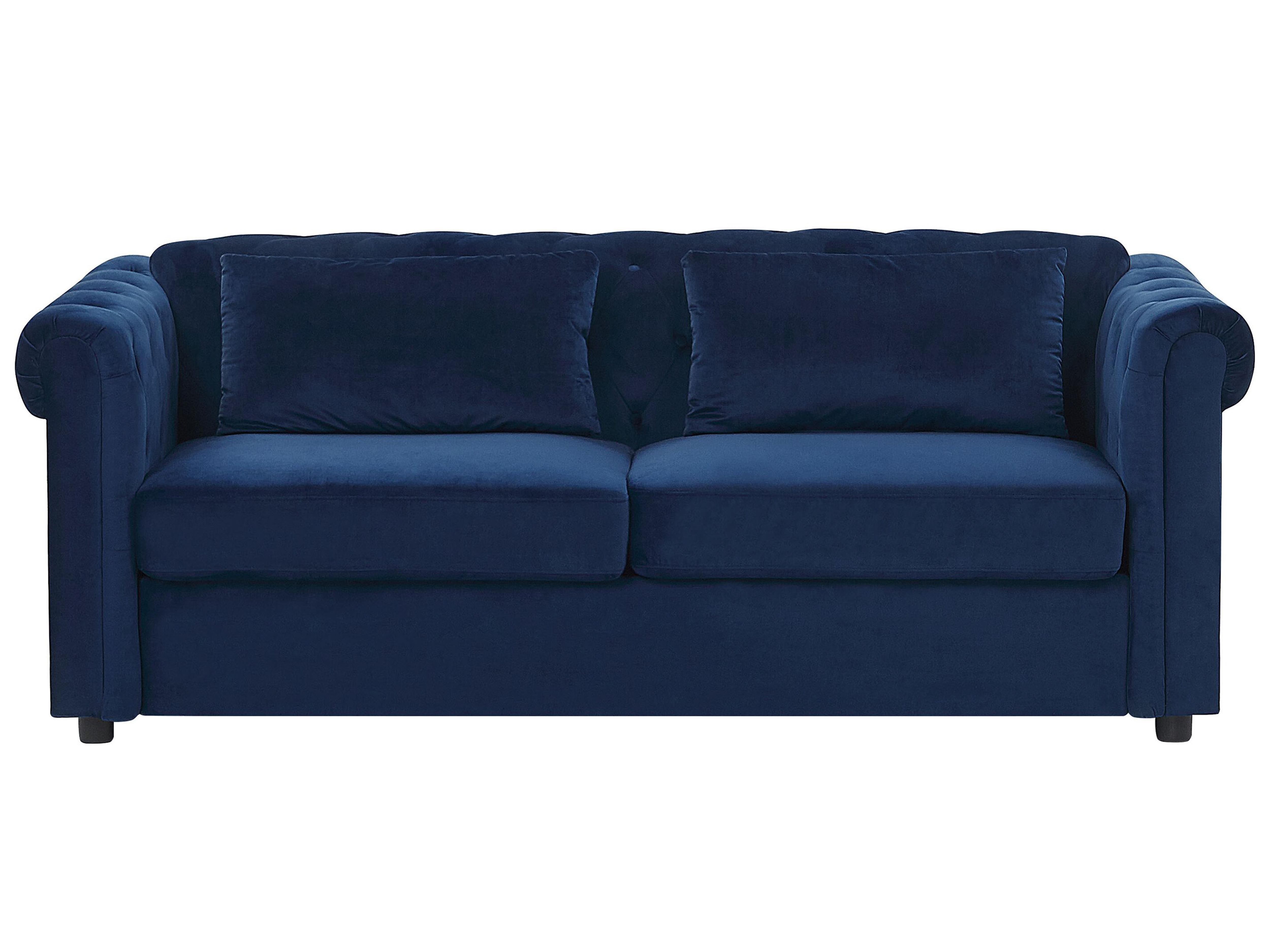 Slaapbank 3-zits CHESTERFIELD Fluweel Blauw
