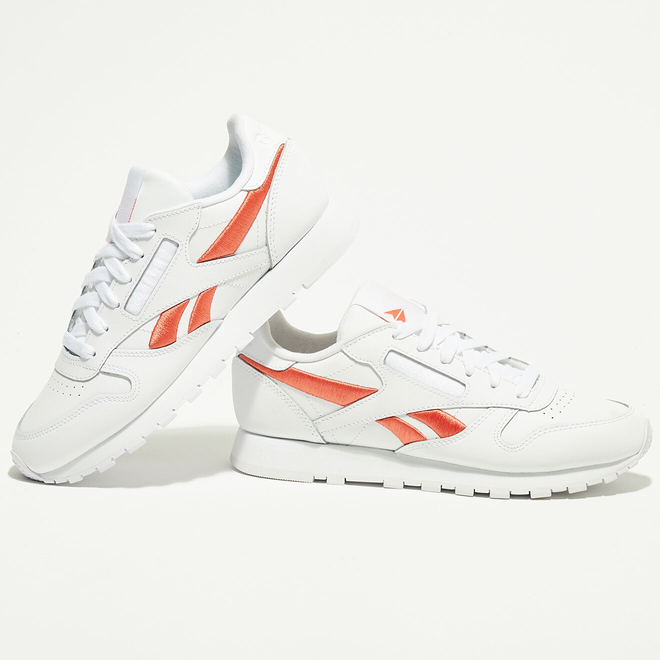 Reebok Baskets en Cuir Cl Lthr Bicolore blanc/orange
