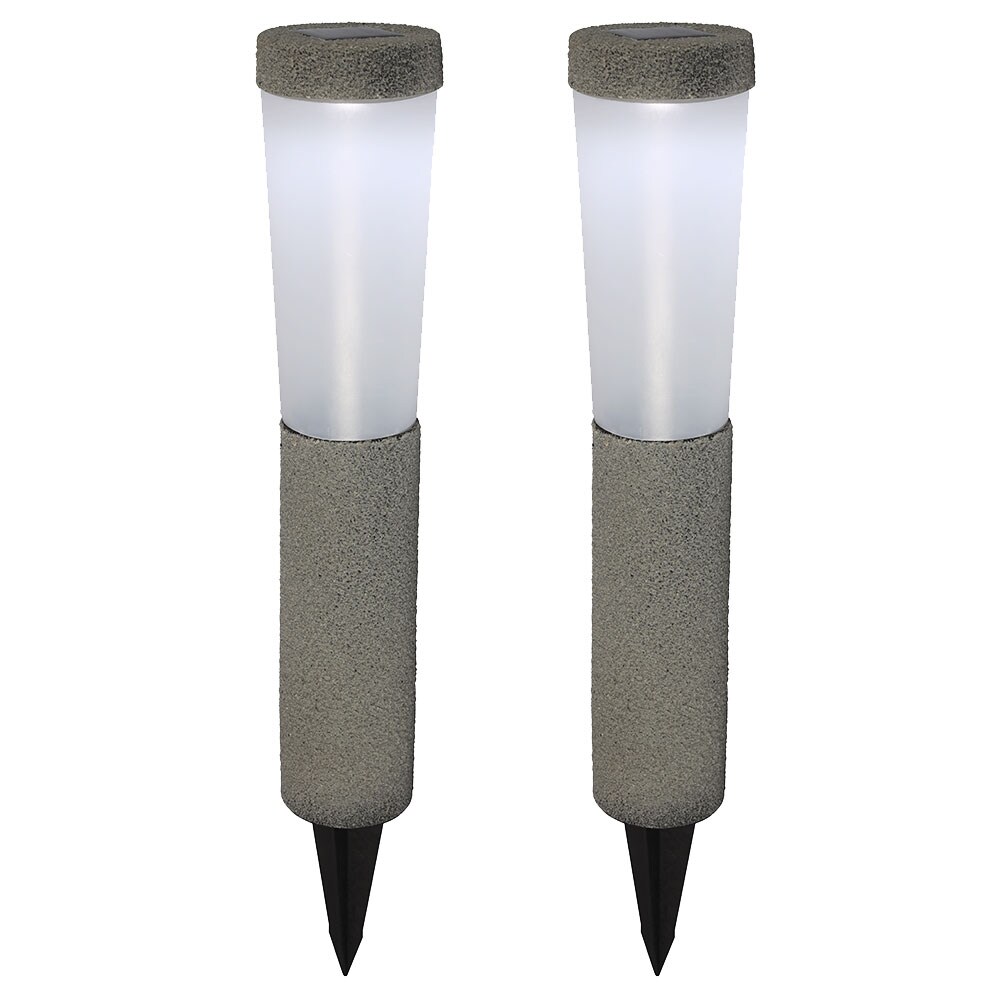 2er Set LED Solarleuchten, Steinoptik, Erdspieß, H 45,6 cm