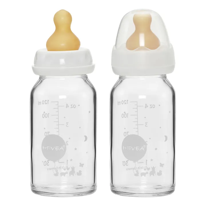 Hevea Biberons en verre borosilicate 120ml - Lot de 2