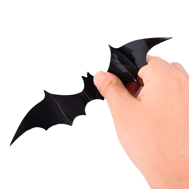 (60er Set) Halloween Party Deko Fenster Aufkleber Fledermäuse Wand Sticker mit Klebesticker - Schwarz