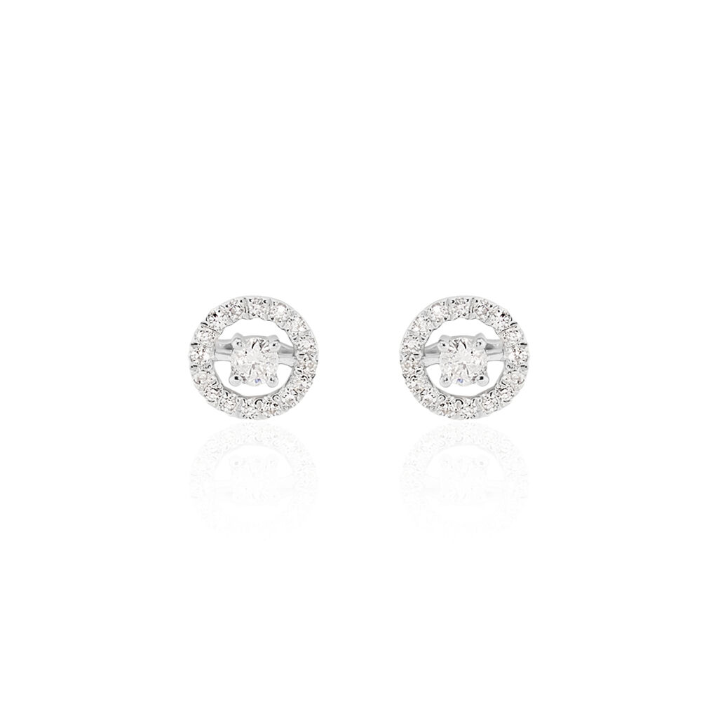 Boucles D'oreilles Puces Domitia Or Blanc Diamant