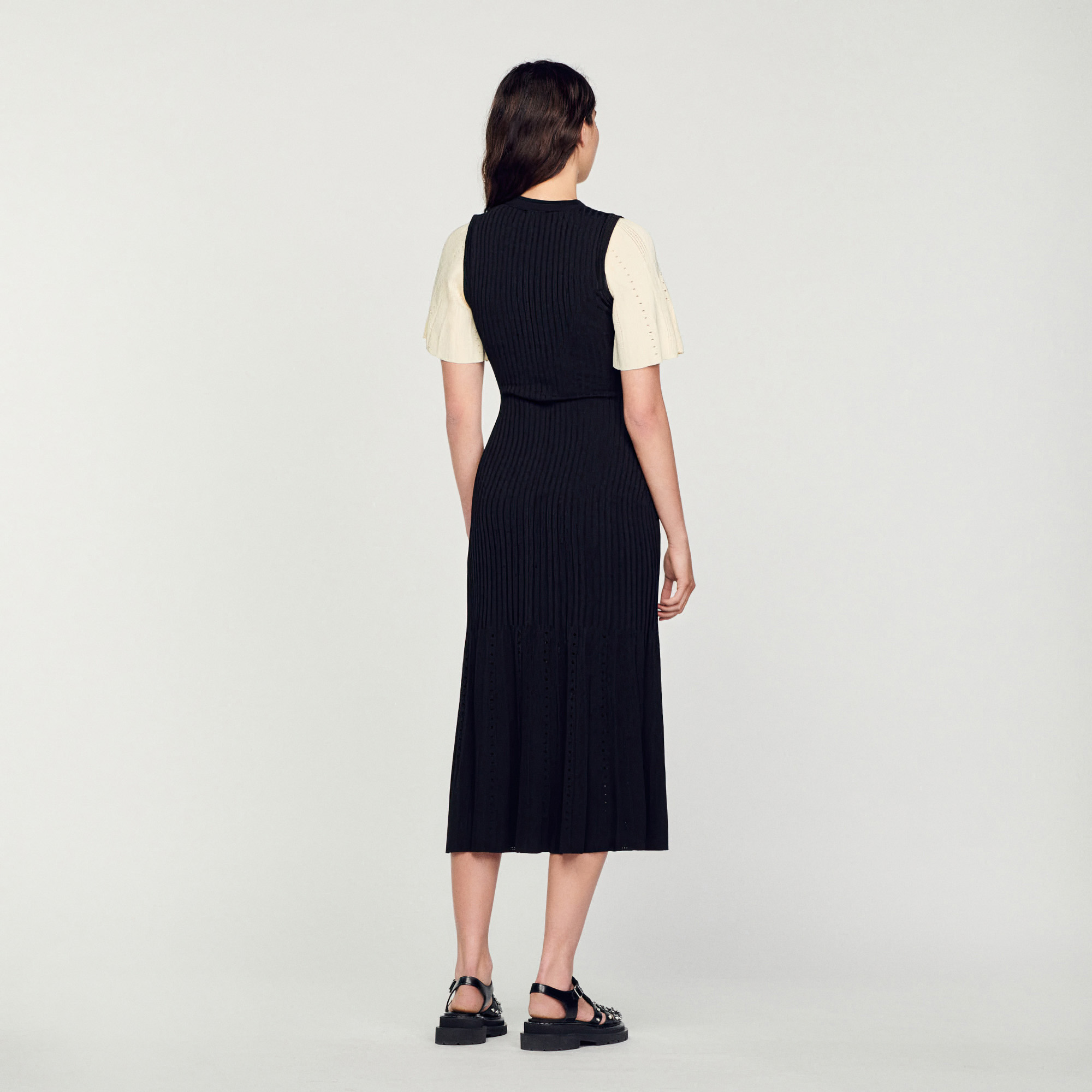 Robe midi en maille bicolore