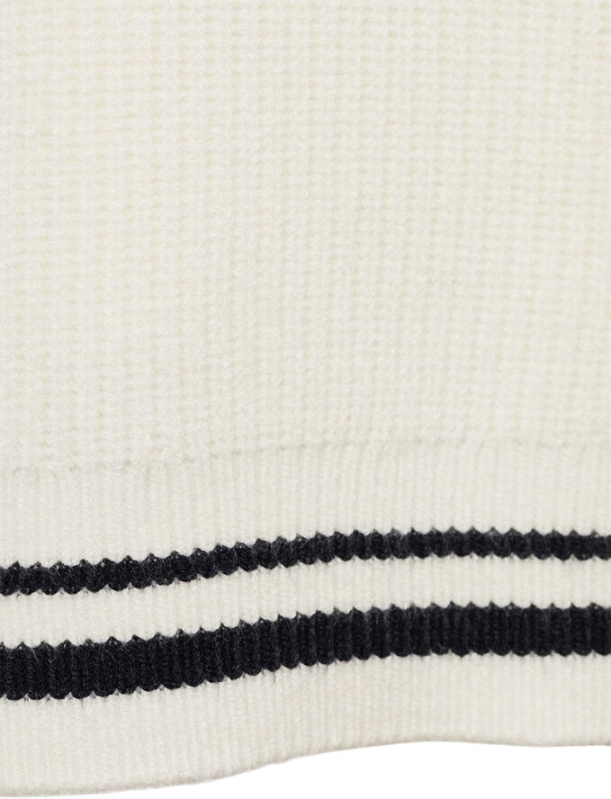 MANGO Striped sweater with zip Light beige
