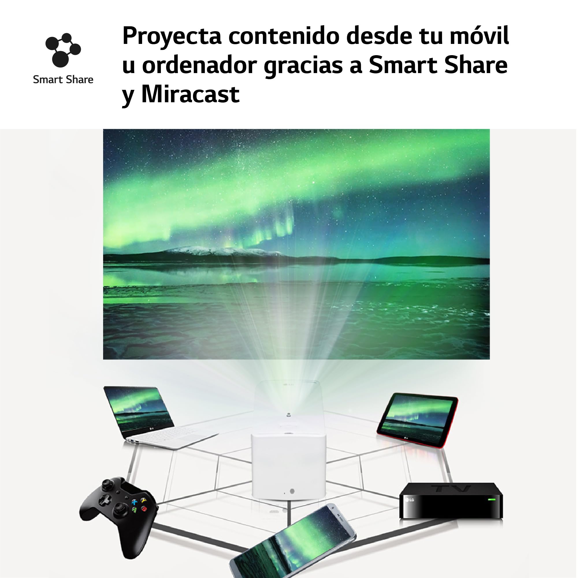 LG Electronics CineBeam Vidéoprojecteur LED HF65LSR Focale Ultra Courte pour Home Cinema, 1000 Lumen, FHD 1080p, Projection Entre 60