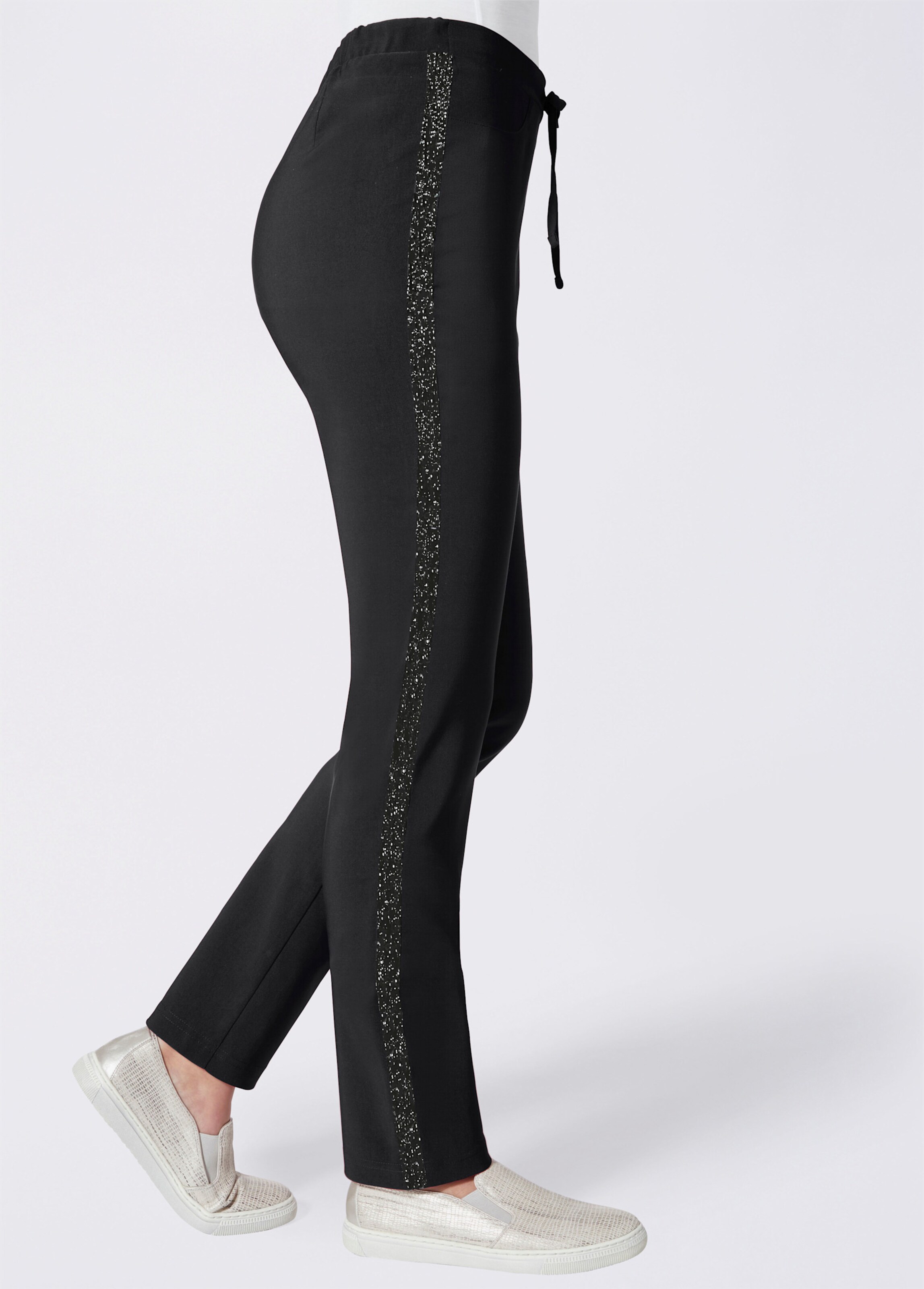 Stretch-Hose mit seitlichen Glitzerstreifen