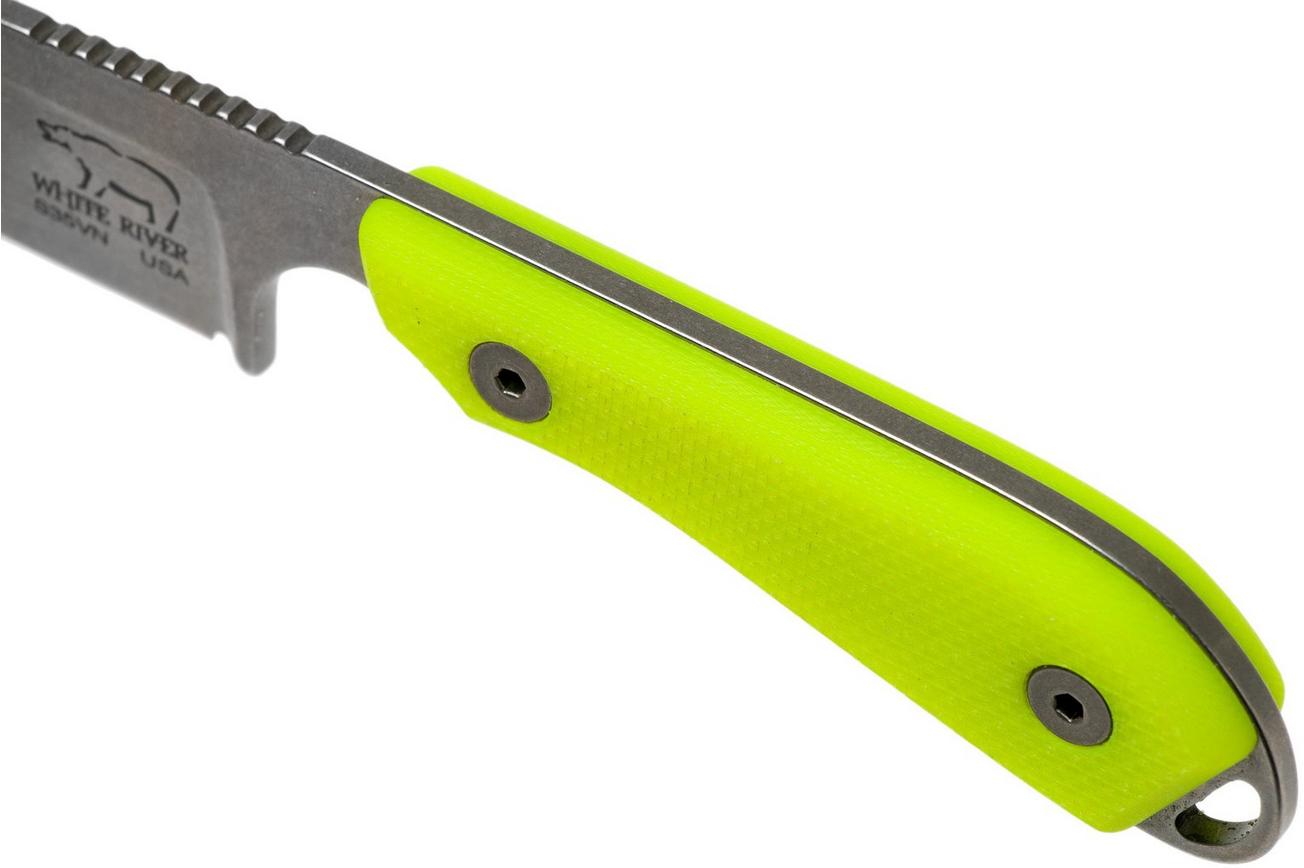 White River Knives M1 Backpacker Pro Yellow G10 vaststaand mes, Kydex schede