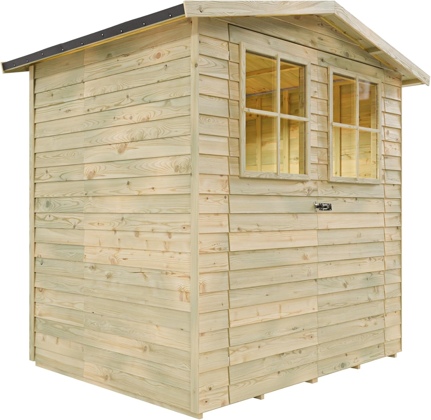 Gerätehaus Hamburg 1 | Gartenhaus | Wandstärke 9 mm | Kesseldruckimprägniert | BxTxH: 180 x 145 x 210 cm | Doppeltür mit Lichtausschnitt | Inkl. Dachpappe + Beschläge