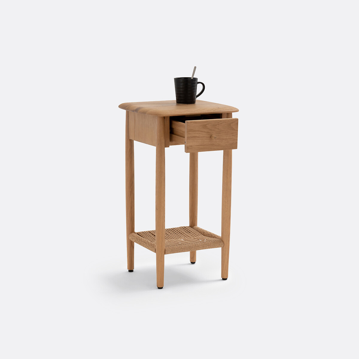 LA REDOUTE INTERIEURS<br>Mesa de cabeceira em carvalho maciço e vime, Malora