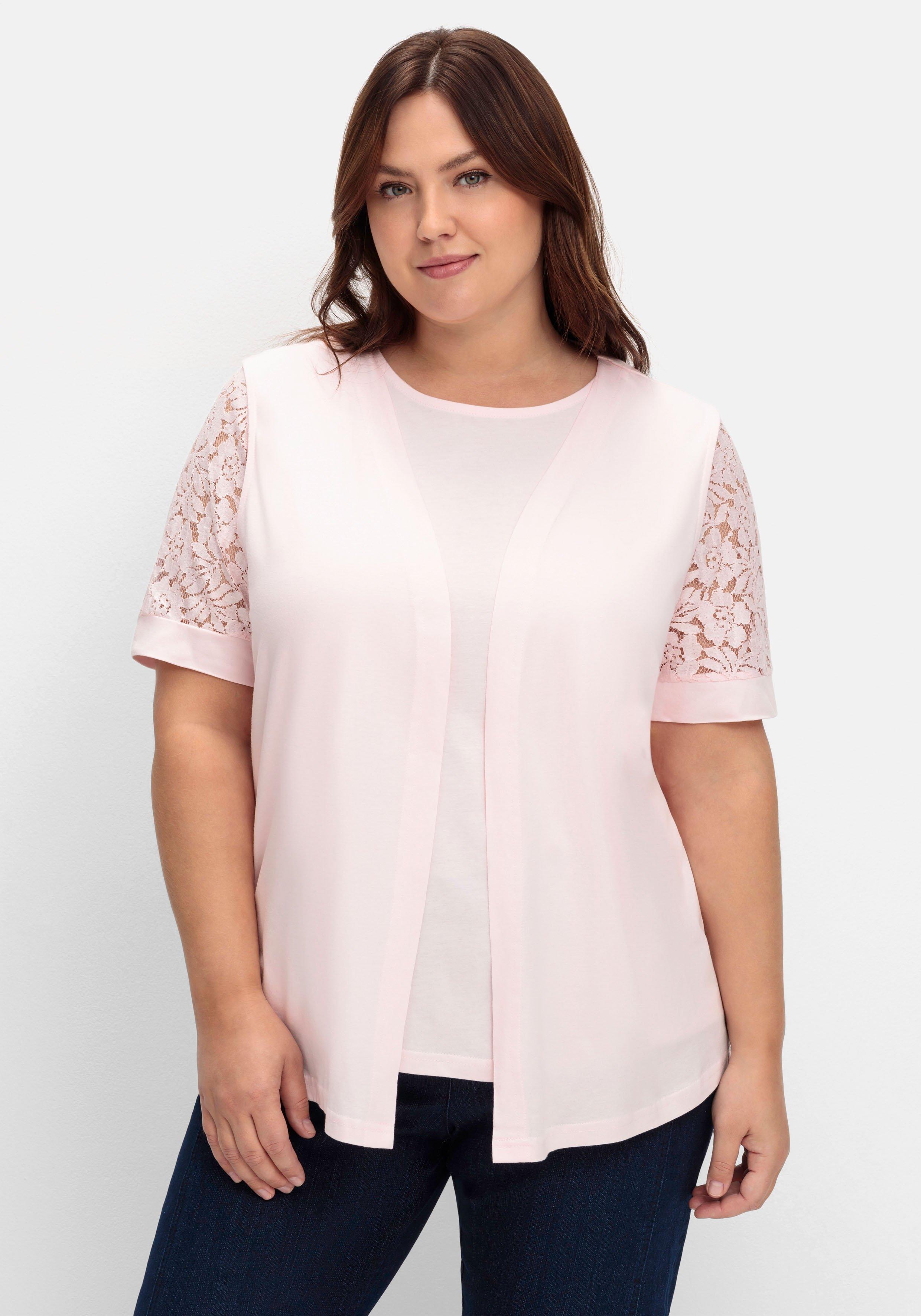 Set aus Spitzenshirt und Weste