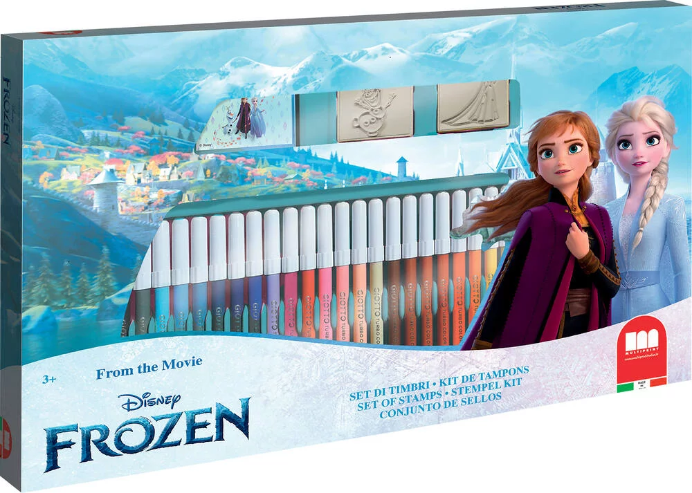 LA REINE DES NEIGES - COFFRET 36 FEUTRES 3 TAMPONS