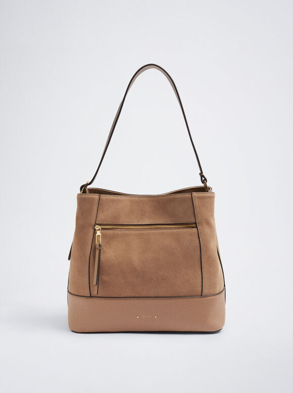 Bolsa de ombro em camurça - Camel
