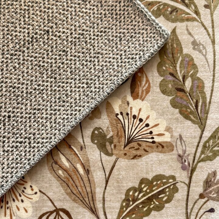 Wasbaar vloerkleed - Misty Flowers Creme | Wasbaar