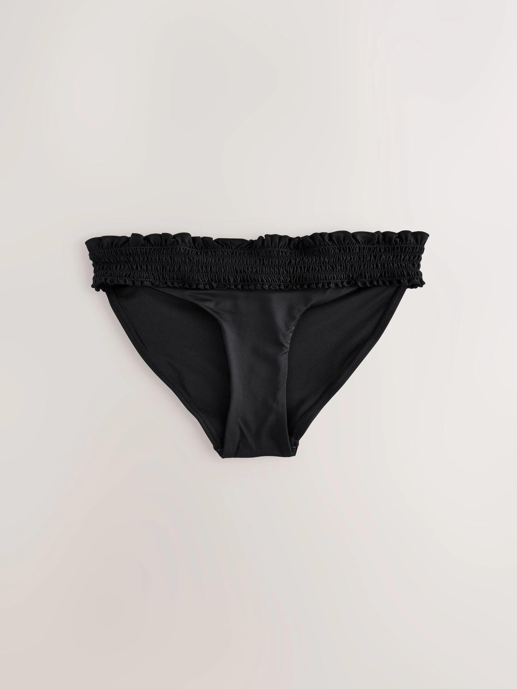 Zwart - Gerimpelde bikinislip met hoge taille