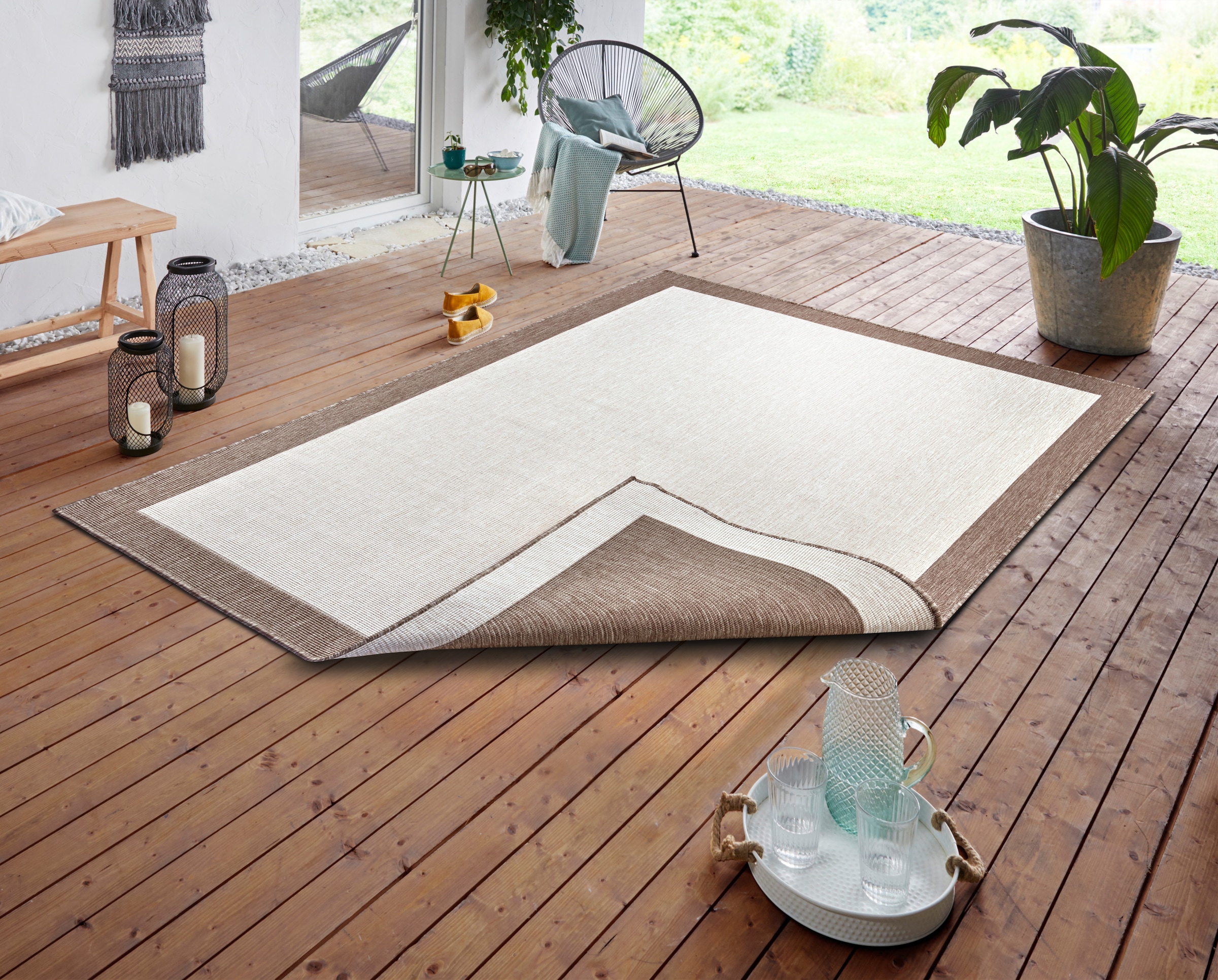 HANSE Home Teppich »Panama Wendeteppich« rechteckig 5 mm Höhe In-& Outdoor, Wetterfest, Balkon, Läufer, Wohnzimmer, Wasserfest