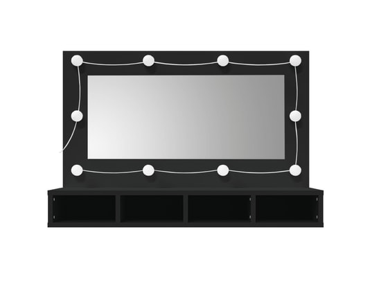 VIDAXL - Armoire à miroir avec led noir 90x31,5x62 cm