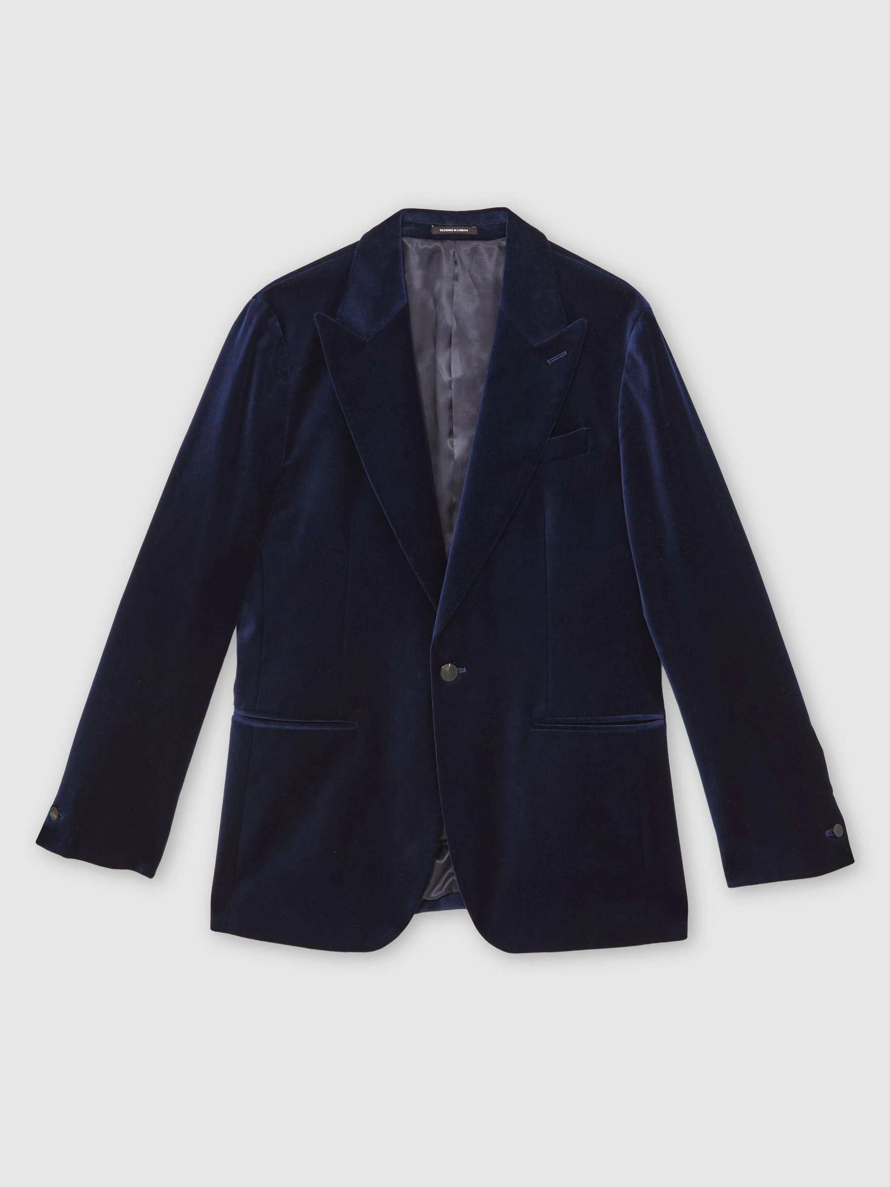 Helderblauw - Reiss Apsara Tailored Single-Breasted Velvet Blazer Slim-Fit
