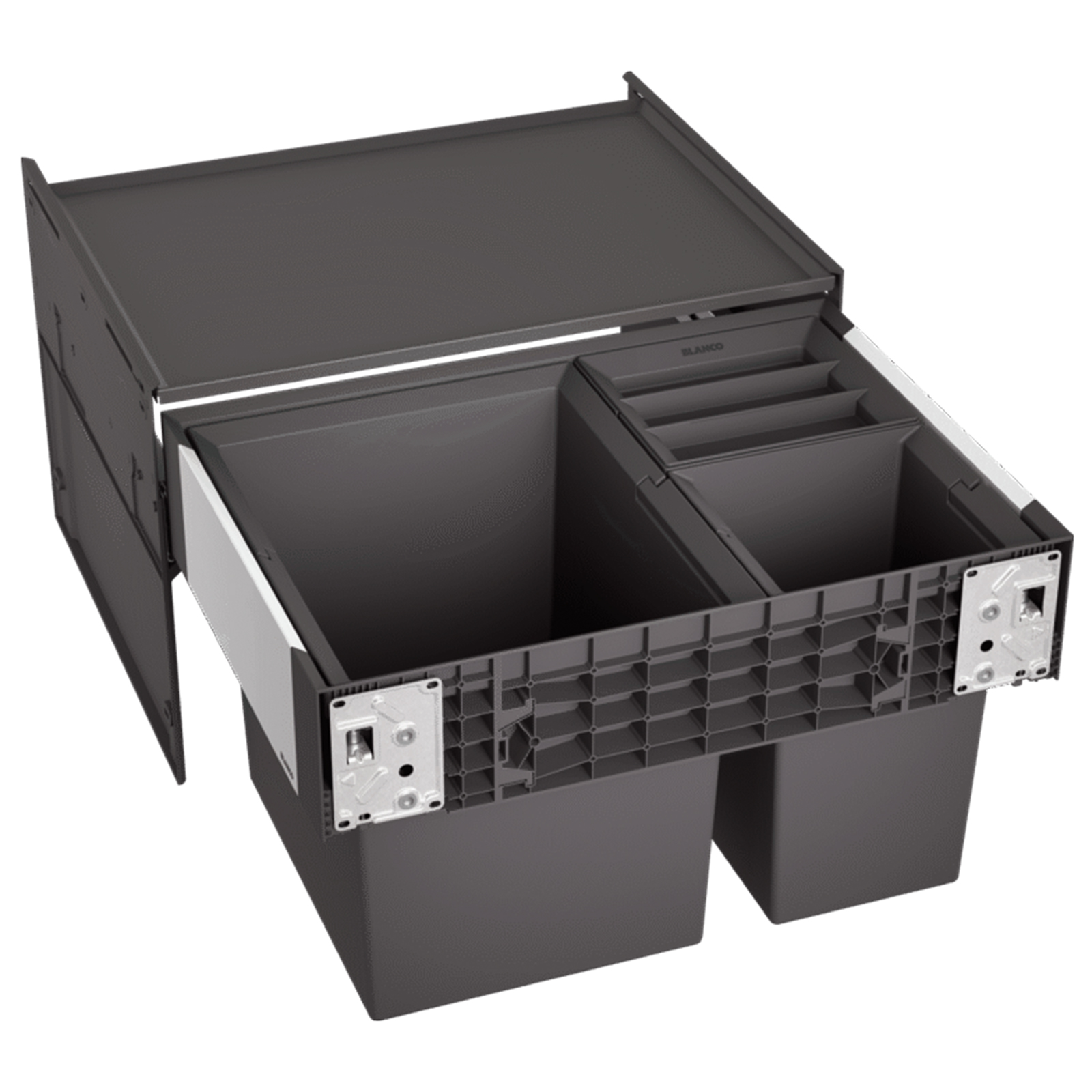Einbau-Mülltrennsystem - schwarz-grau - Frontanbindung