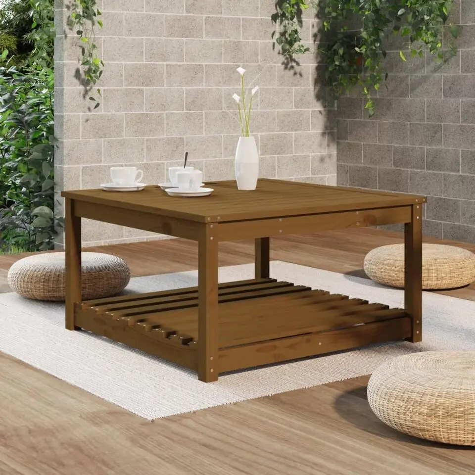 vidaXL - Tuintafel met opbergruimte - Honingbruin - Grenenhout - 82,5x82,5x45 cm
