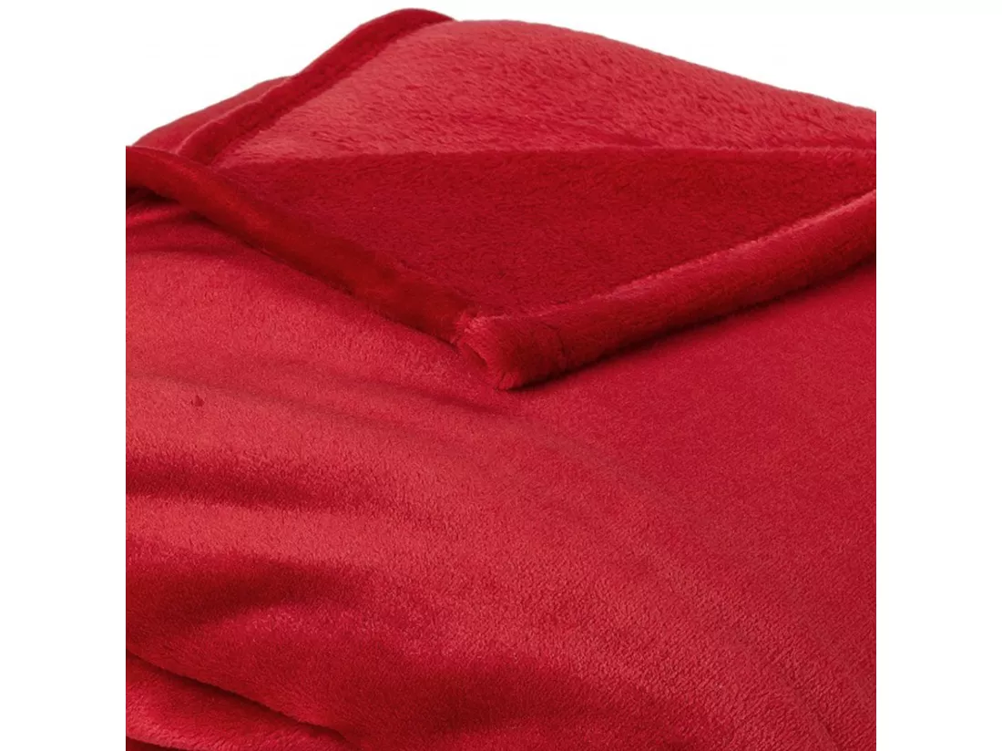 Couverture polaire microvelours 180x220 cm VELVET Rouge Lipstick