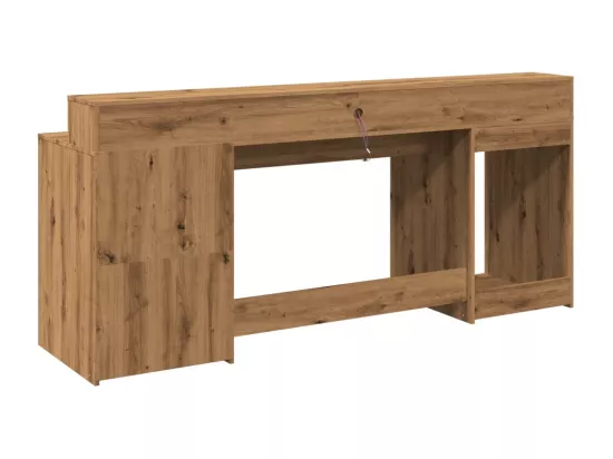 Bureau avec lumières LED chêne artisanal bois d'ingénierie