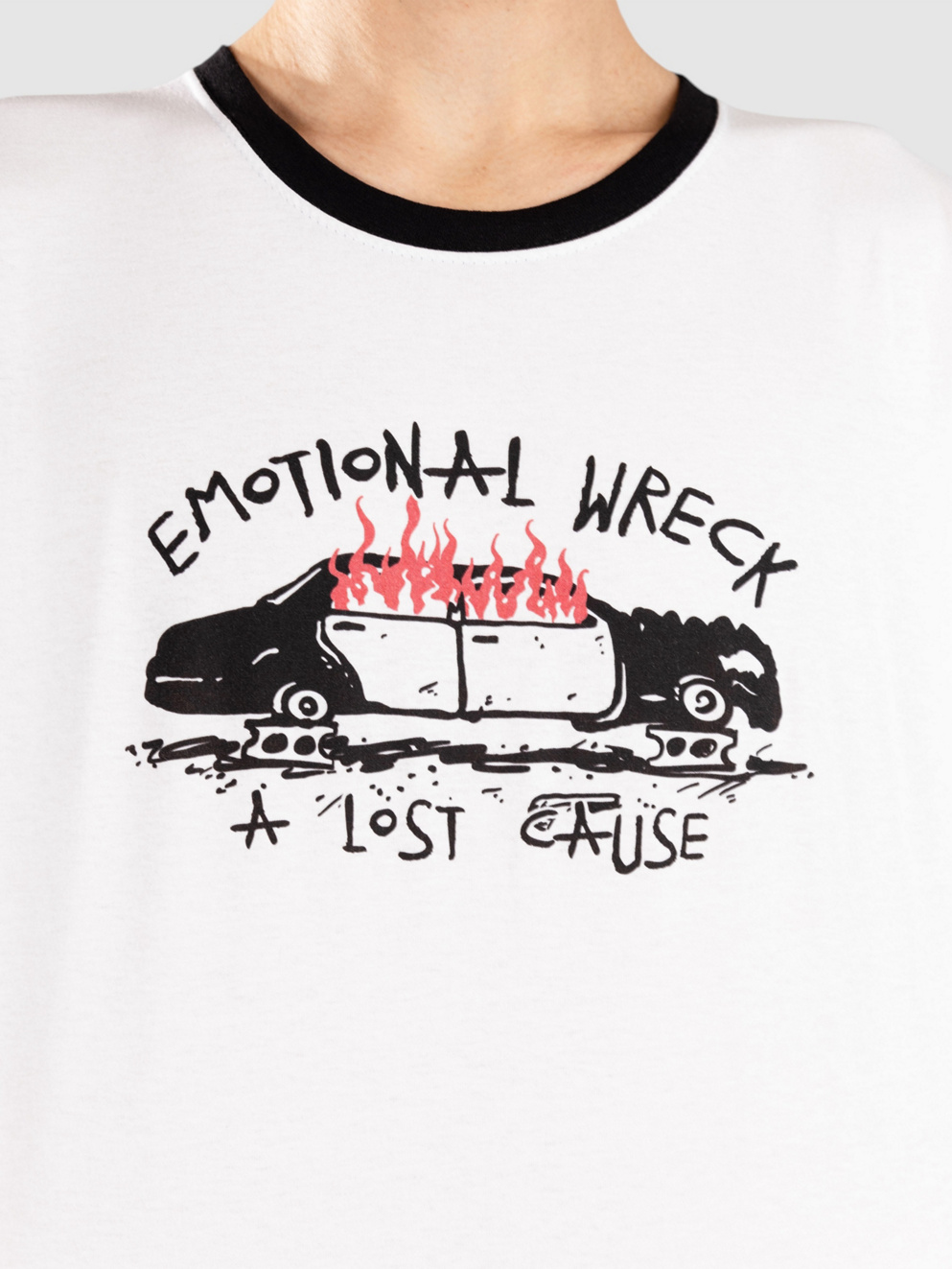 A Lost Cause Emotional Wreck Ringer T-Shirt white