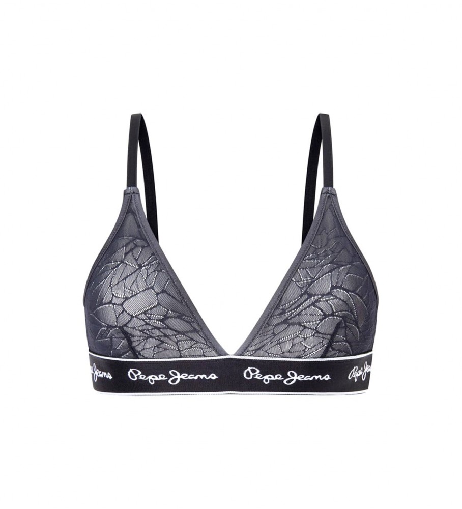 Sutiã de malha semitransparente Pepe Jeans, preto