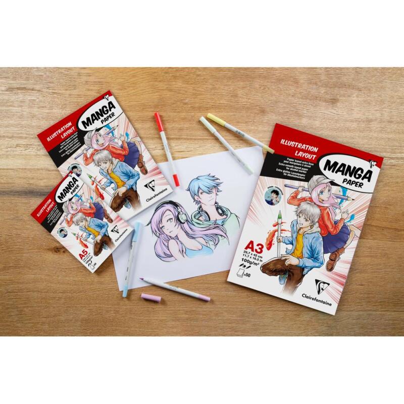 Manga Illustrations bloc collé 50F A5 100g