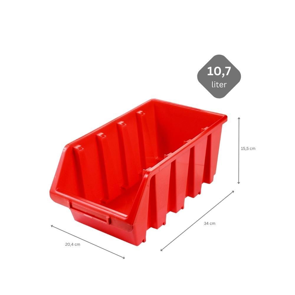 PROREGAL SuperSaver Set 5x Opbergdoos 4 HxBxD 15,5 x 20,4 x 34 cm Polypropyleen Rood