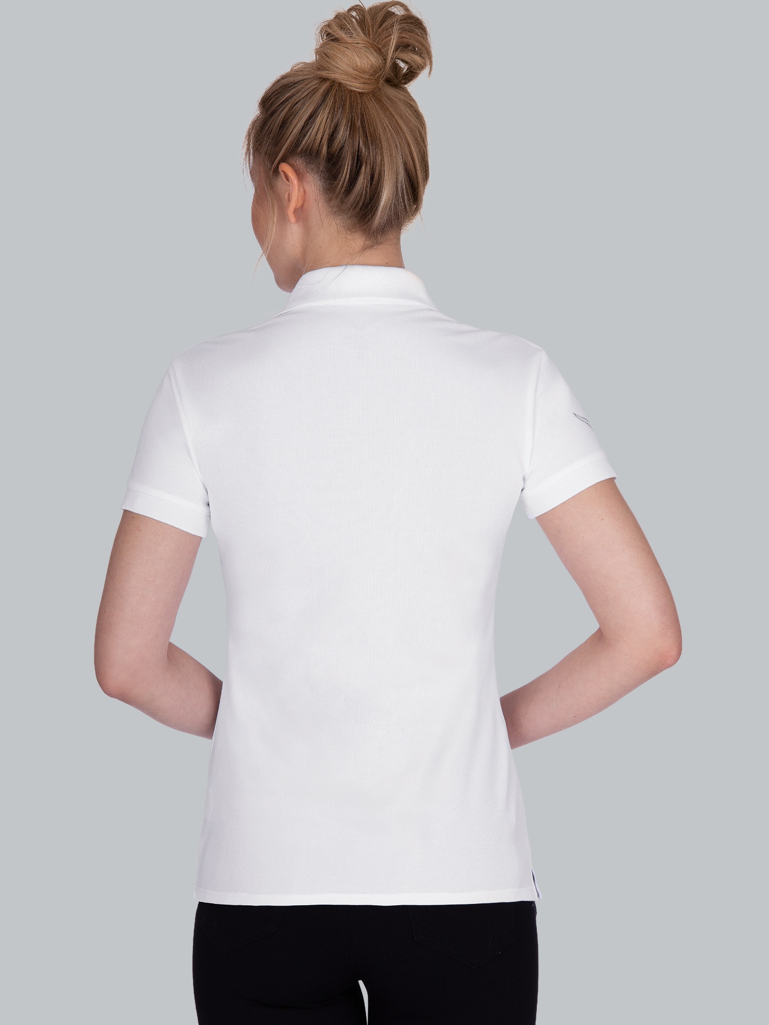 Poloshirt mit Kristallsteinen Weiss