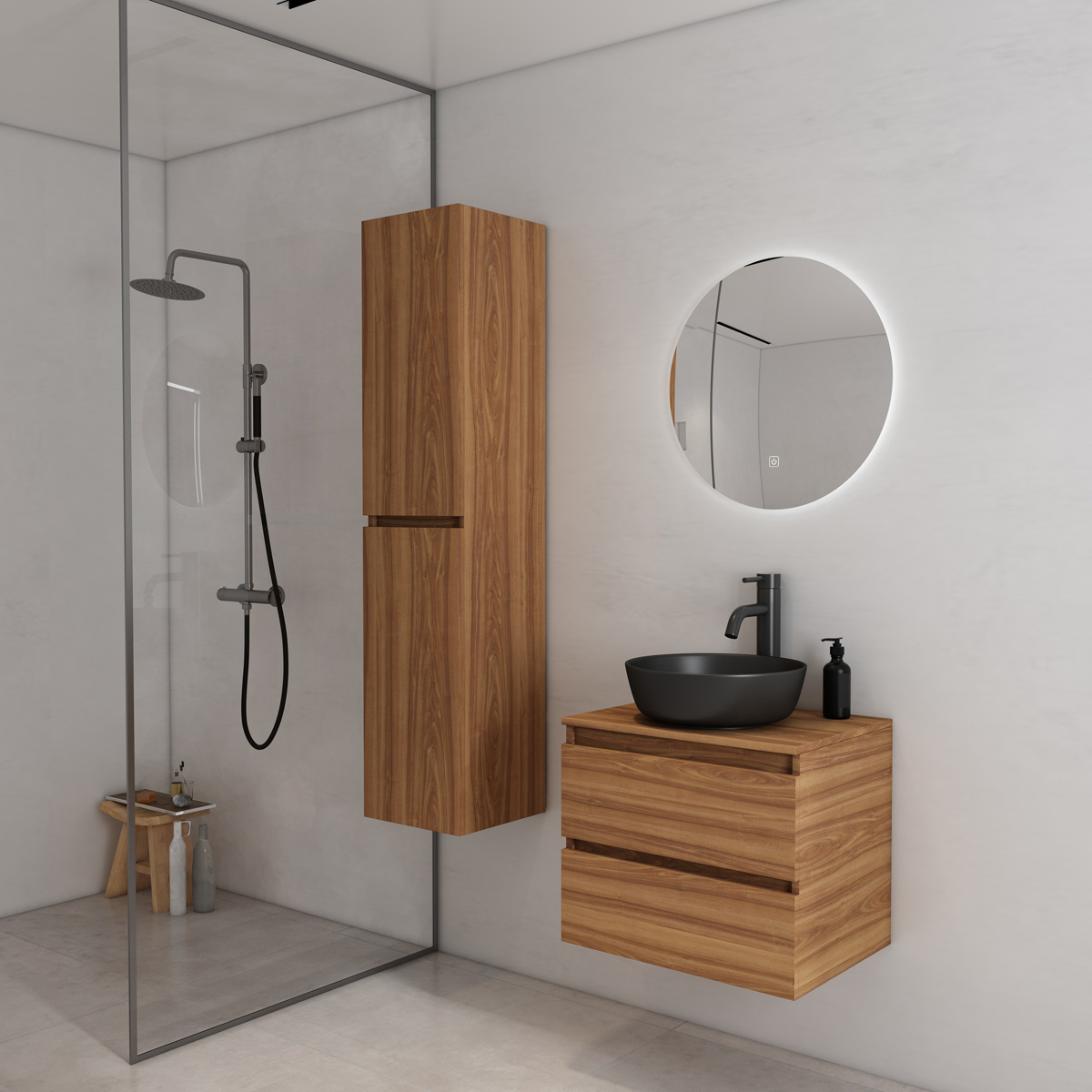 Fontana Proma badkamermeubel 60cm zonder kom walnoot
