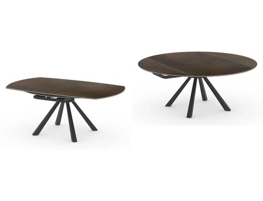 CONCEPT1 - Table Calypso marron 115-190x180x77 céramique sur verre