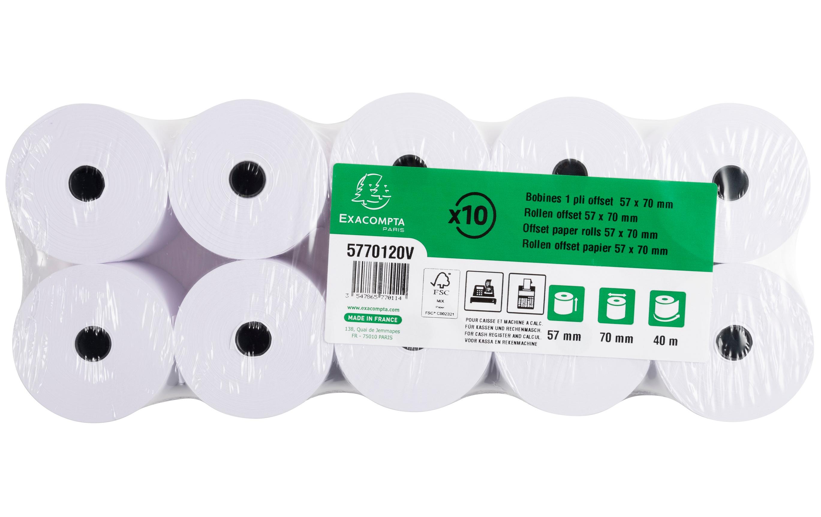 Papierrolle 57 mm Extra Weiss, 10 StückAdditions-, und Kassenrollen