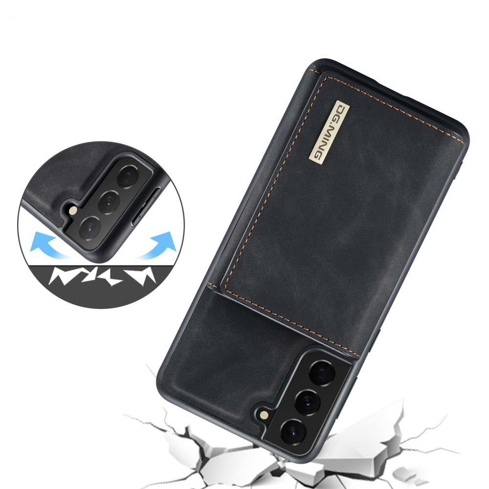 2in1 Samsung Galaxy S23 5G Leder Hülle Wallet   Magnetisches Kreditkartenfach - Schwarz