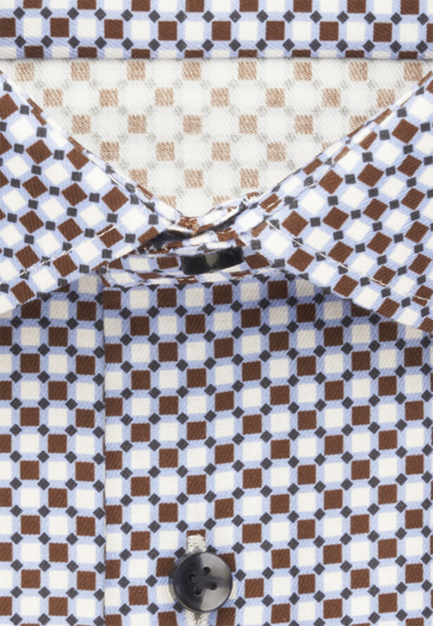 Seidensticker Business Shirt Slim Long sleeve Kent-Collar Print Brown