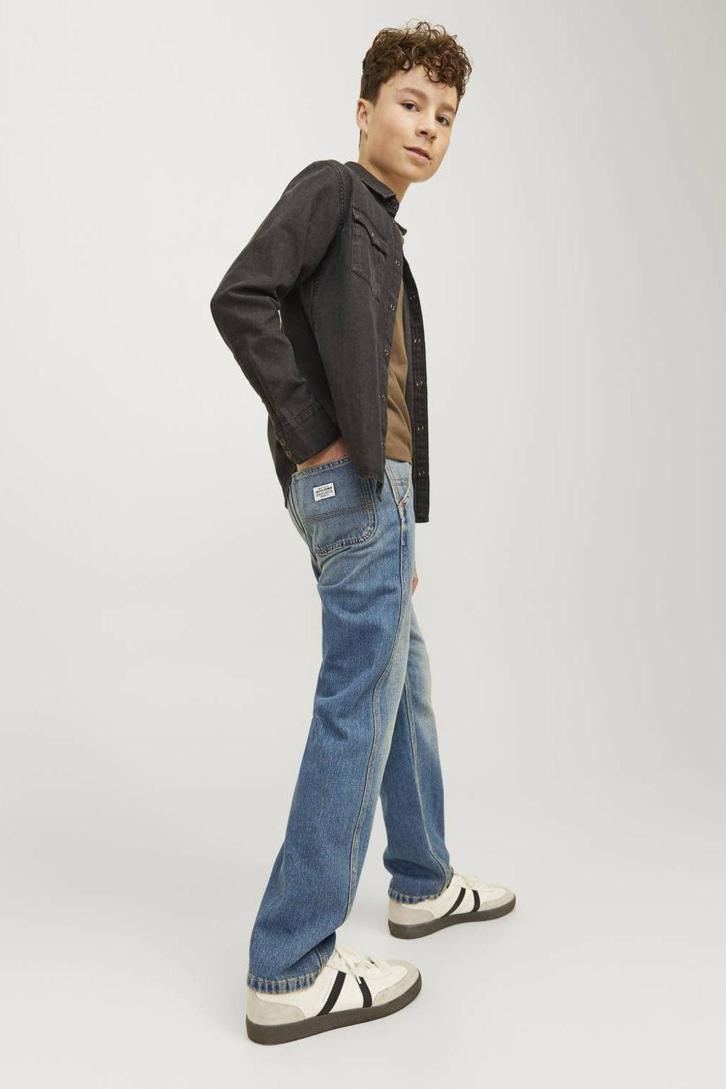 JACK & JONES high waist relaxed jeans JJICHRIS JJWORKER blue denim