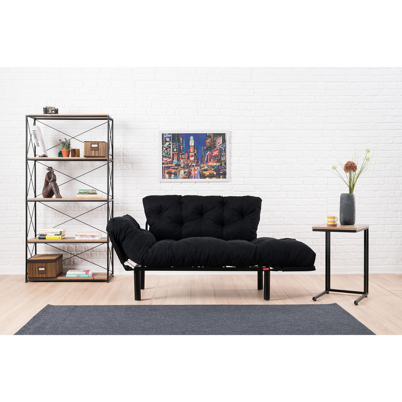 Atelier del Sofa Canapé 2 places convertible Nitta noir - 155x85x73 cm