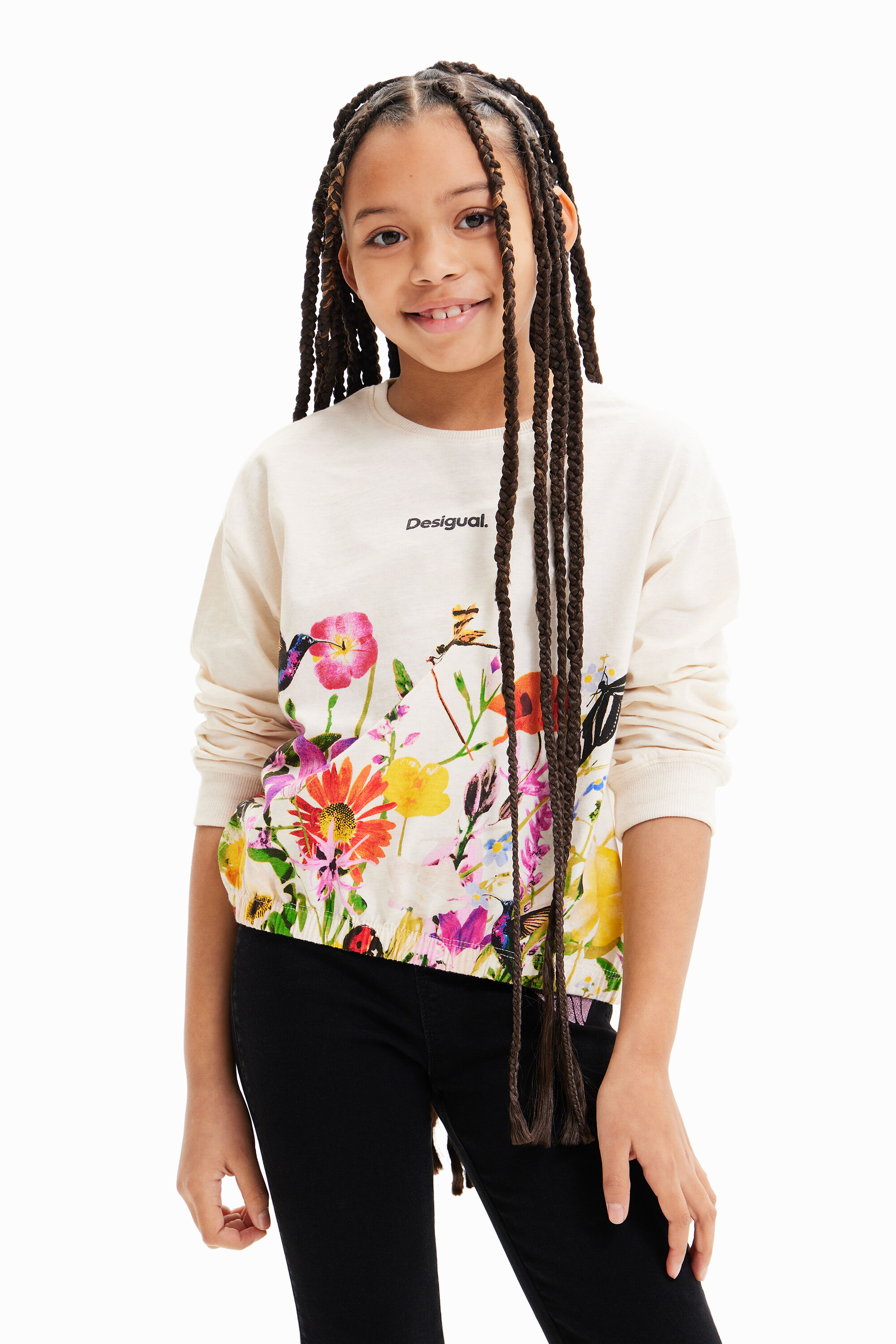 T-shirt froncé fleurs