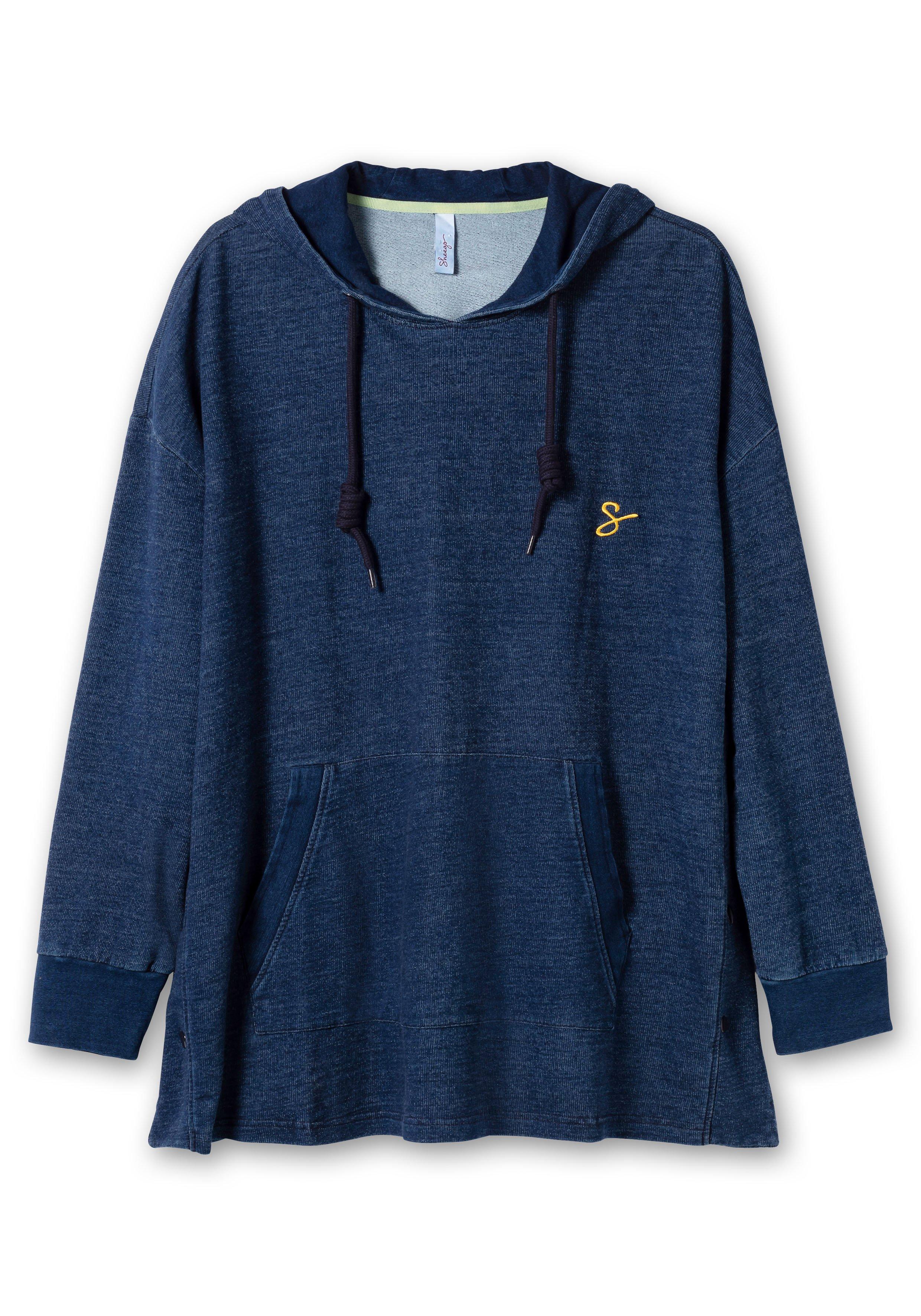 Kapuzensweatshirt mit Kängurutasche, in Denim-Optik