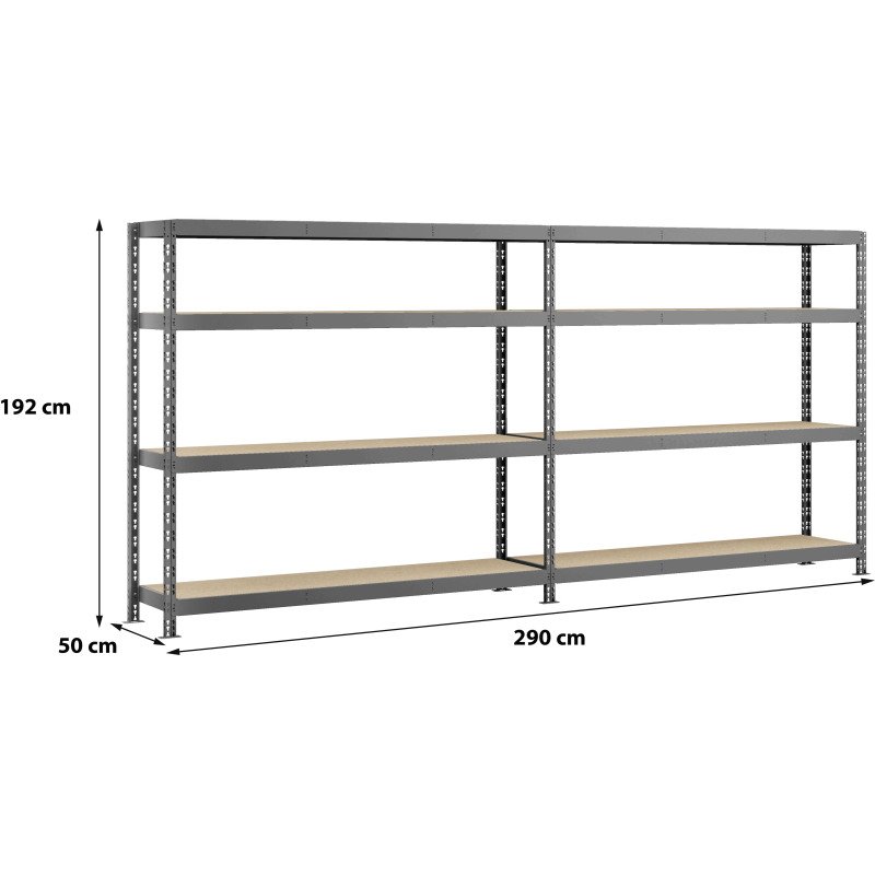 Rayonnage MODULO - Etagère Rack double - 8 plateaux