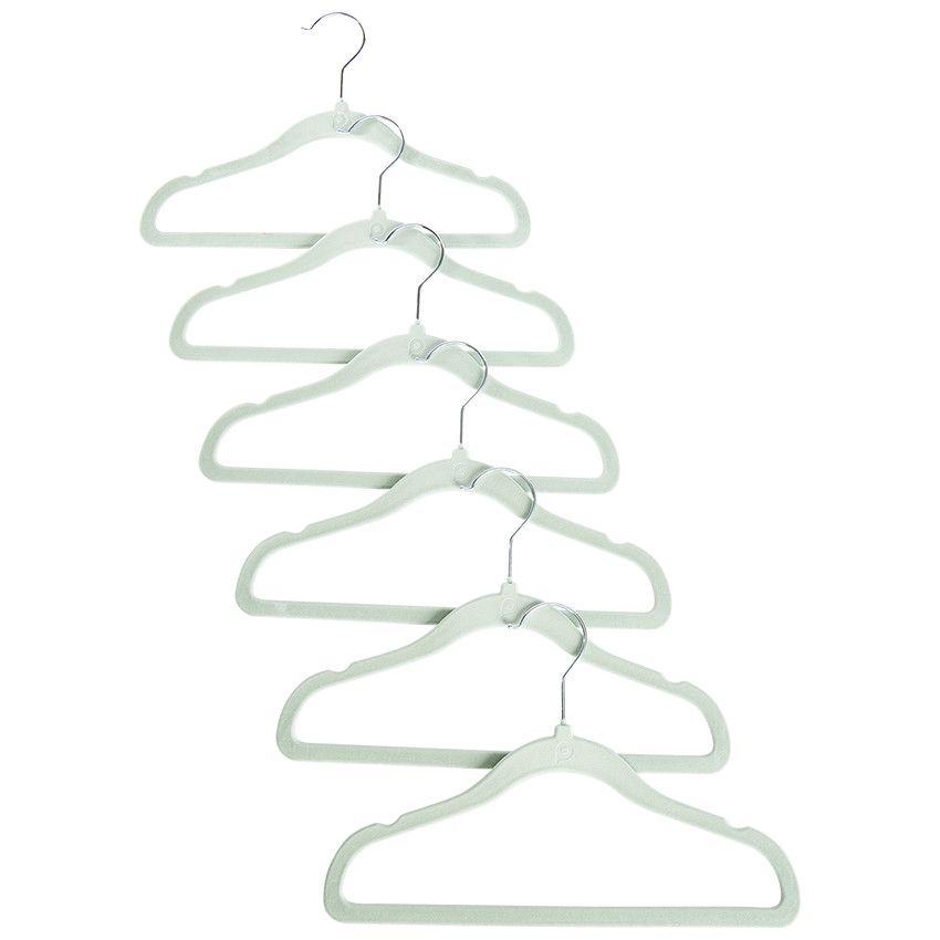 Lot de 6 cintres en velours vert - Ecru