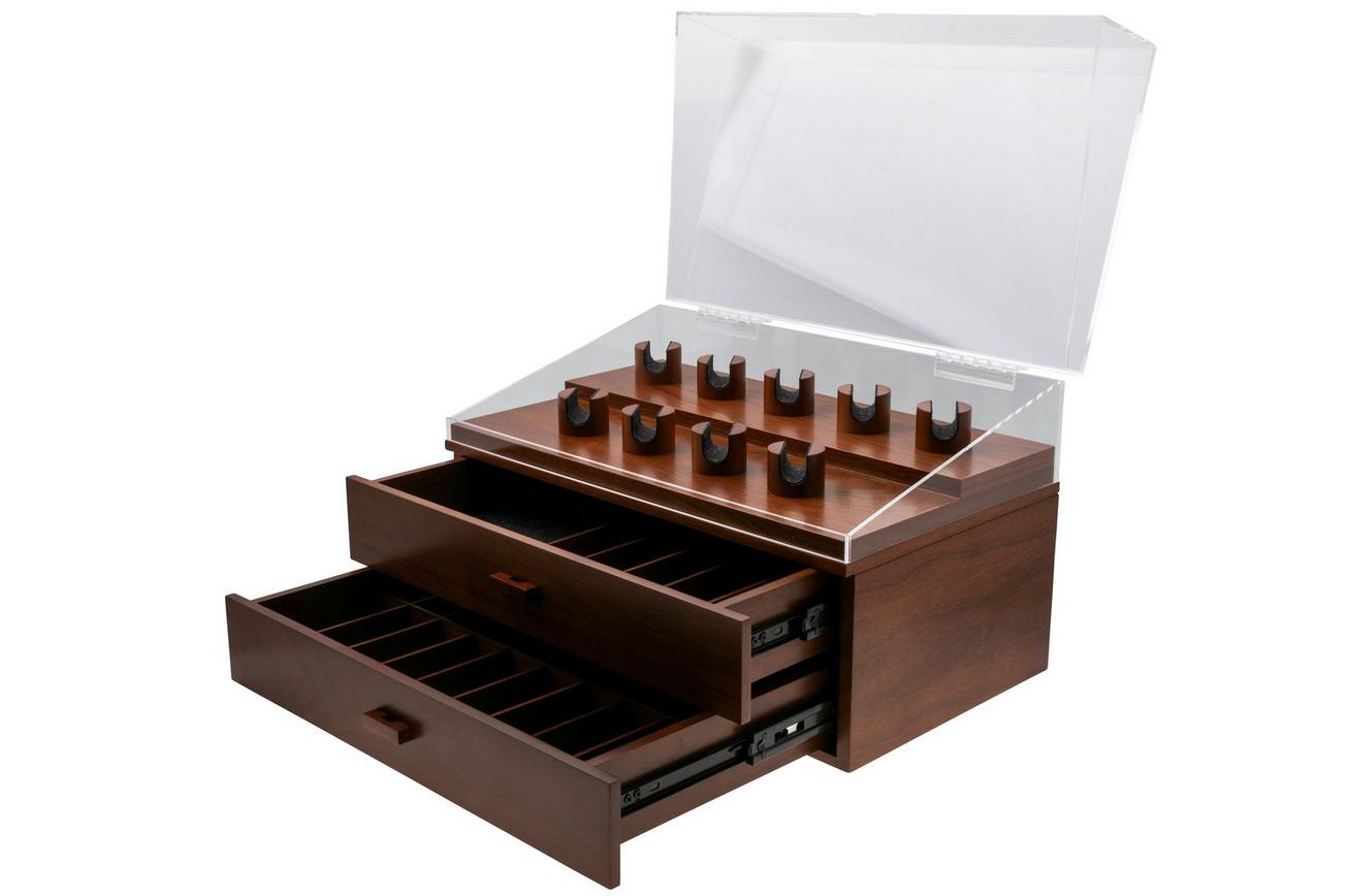 Holme & Hadfield Armada Knife Display Case AD-WT-0992-1 Walnut, zakmessen display voor 50 stuks