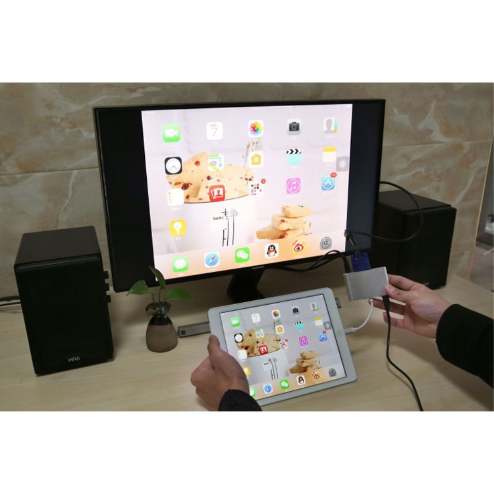 Lightning auf HDMI / VGA / Audio Hub Adapter für Apple iPhone / iPad - Silber