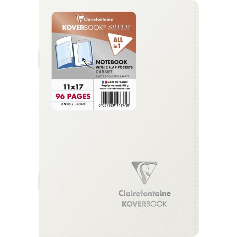 Carnet piqué Koverbook Silver 11x17 cm 96 pages ligné couverture polypropylène opaque - Assortis