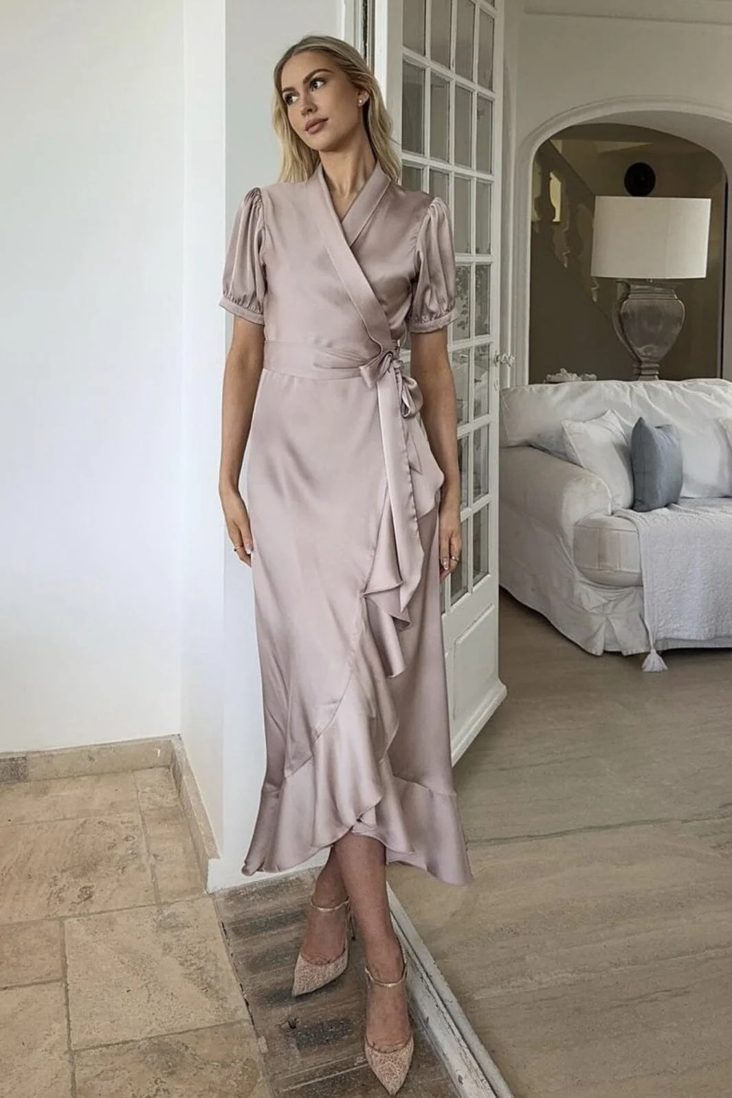 Karmamia Iris Dress hammered satin blush